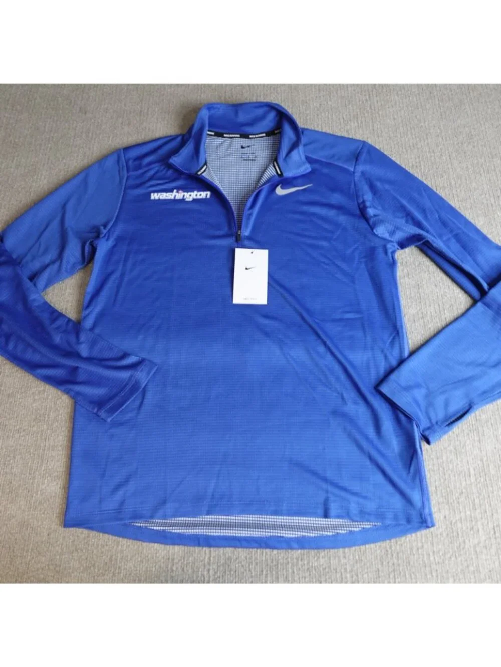Nike Mens Shirt Medium Blue 1/4 Zip Running Washington Element NEW BV4755-453